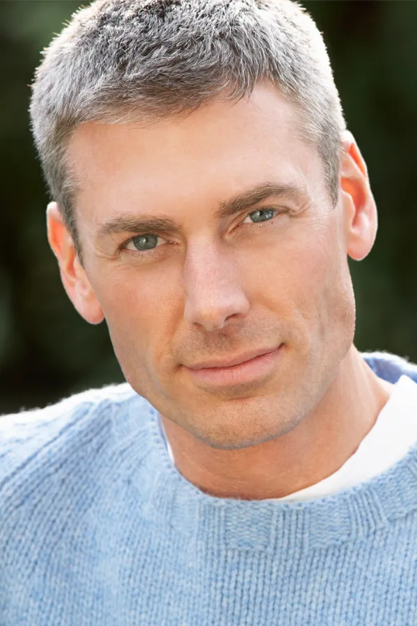 Radiofrequency-Microneedling-for-Face-and-Jawline-Treatment A man with a tight jawlline. Get Radiofrequency Microneedling for Face and Jawline Skin Treatment from Brandi Terra, NP at Oak & Stone Wellness in East San Diego.