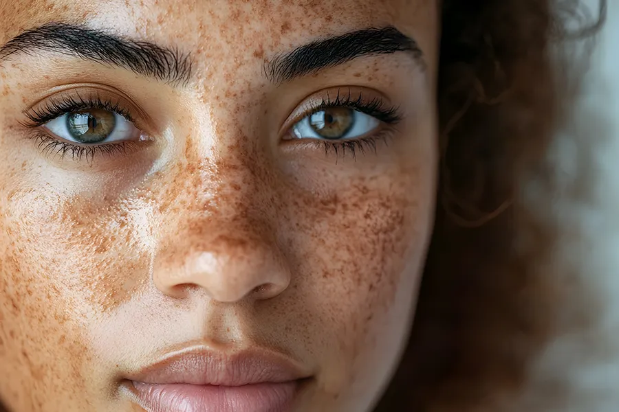 Radiofrequency-Microneedling-for-Hyperpigmentation-Clinic A woman with hyperpigmentation. Schedule Radiofrequency Microneedling for Hyperpigmentation Treatment from Brandi Terra, NP at Oak & Stone Wellness in East San Diego.