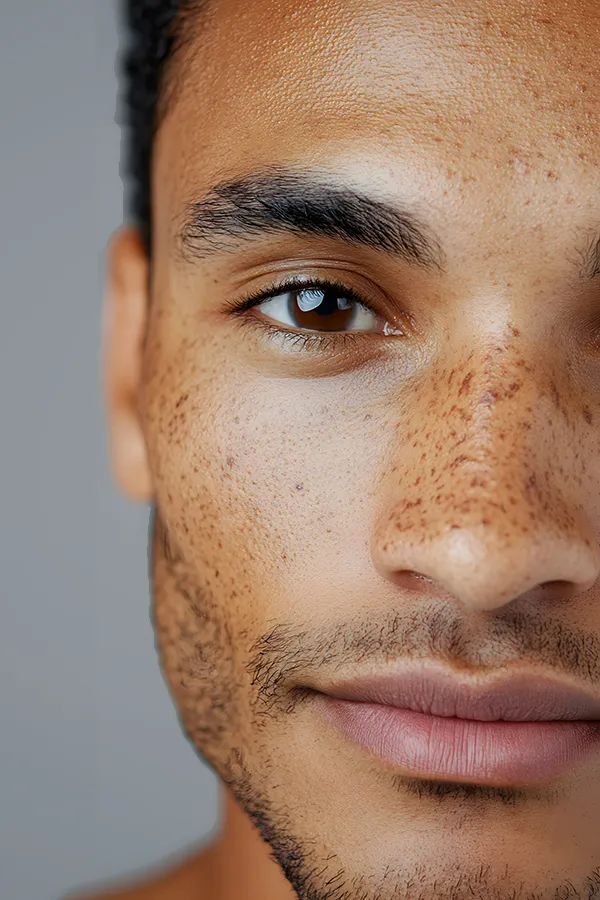 Radiofrequency-Microneedling-for-Hyperpigmentation-Treatment A man with hyperpigmentation. Get Radiofrequency Microneedling for Hyperpigmentation Treatment from Brandi Terra, NP at Oak & Stone Wellness in East San Diego.